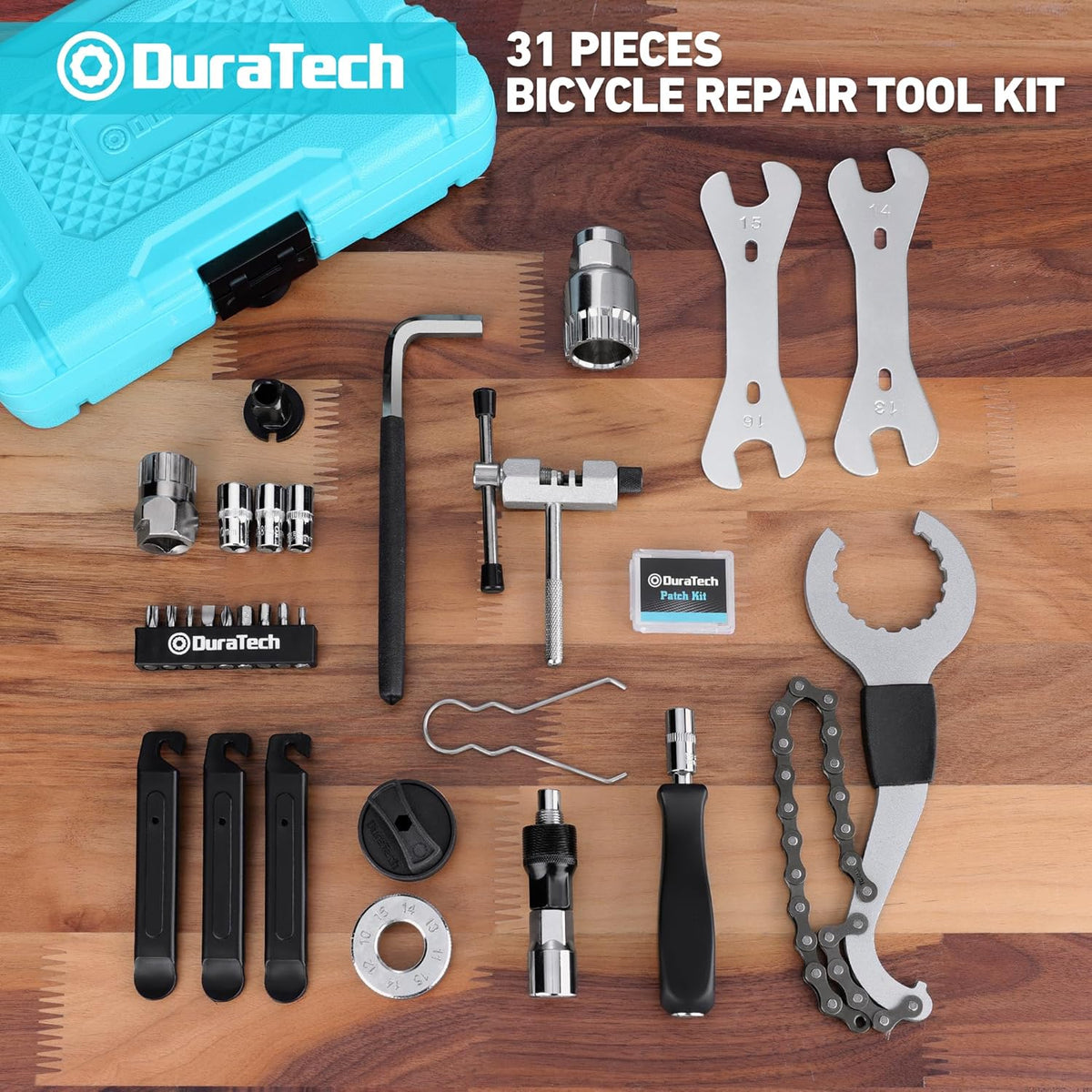 DURATECH 31 Pieces Bicycle Tool Kit, Bike Repair Tools with Storage Box