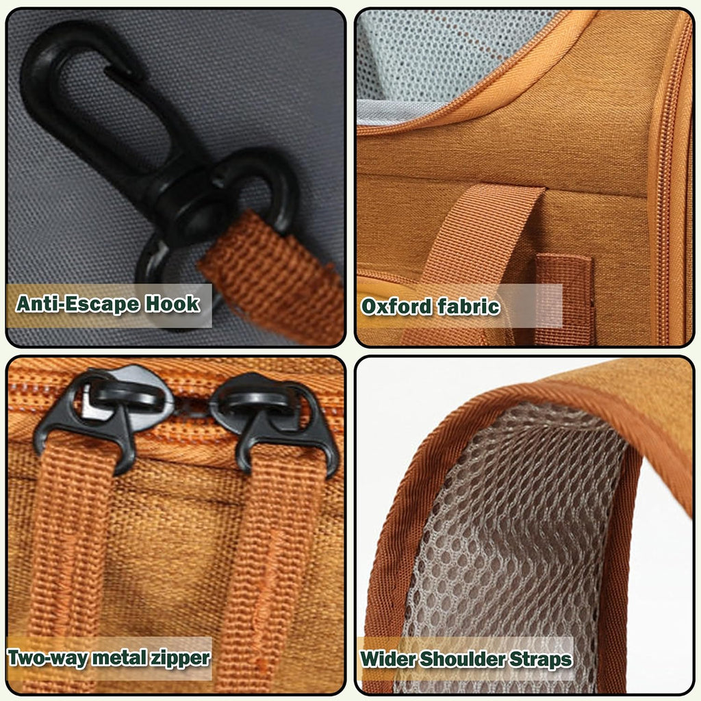 Cat Backpack Expandable, Cat Carrier for Travel & Hiking, Waterproof with Breathable Mesh, Durable Oxford Cloth, Airline Approved Pet Carrier,Use for Cats and Small Dogs (Brown)