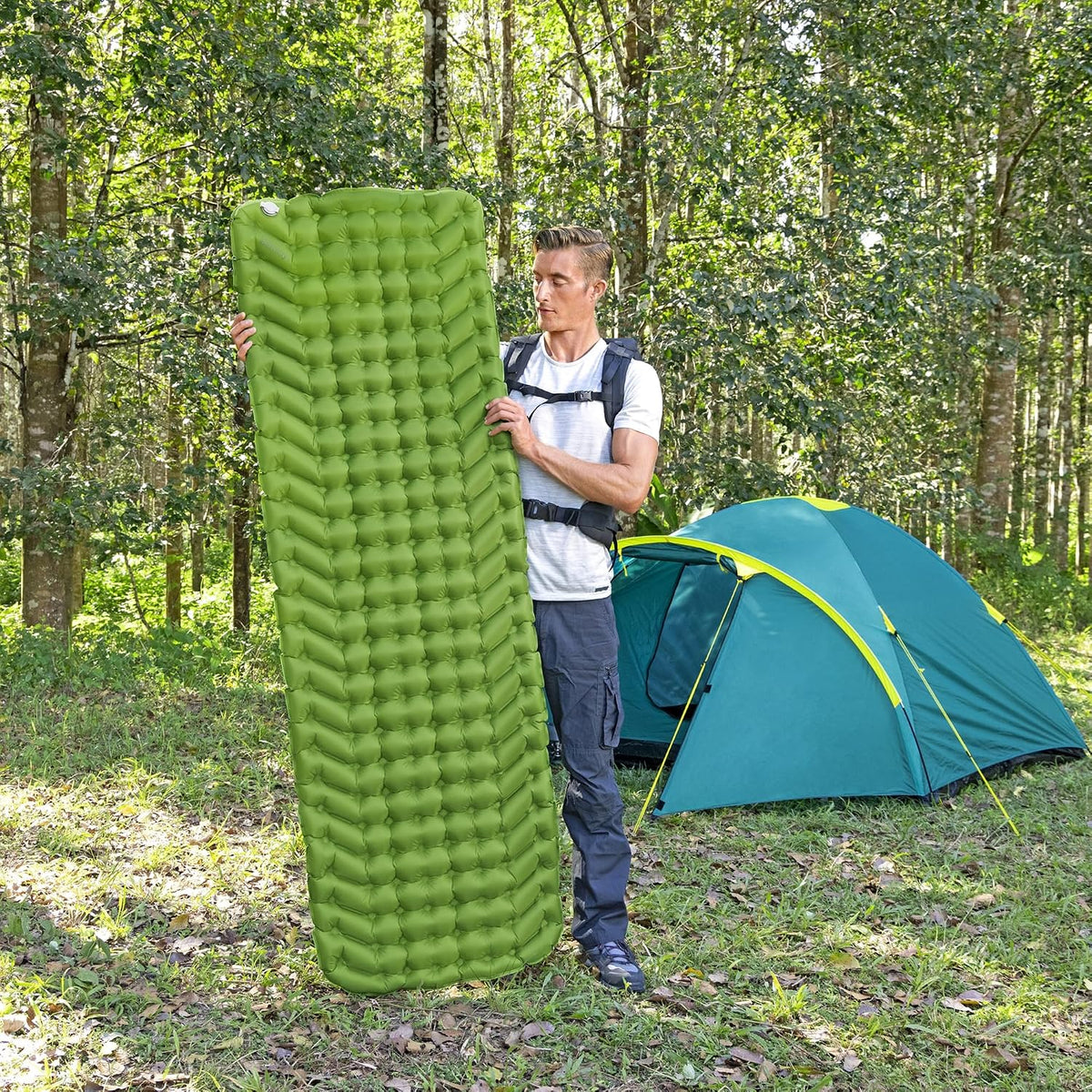 Bestway WanderLite 74" x 23" Inflatable Camping Sleeping Pad, Green
