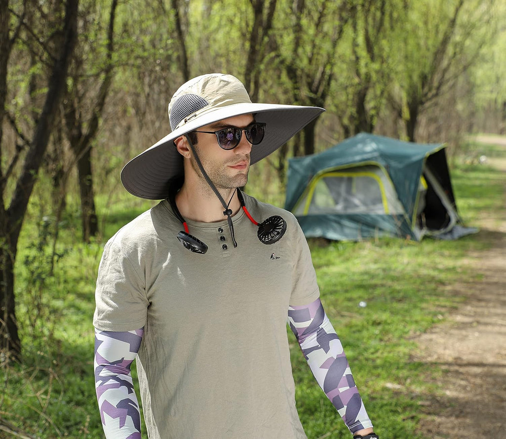 Leotruny Men Wide Brim Sun Hats UPF50+ Waterproof Breathable Bucket Hat