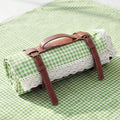 VitalCozy Gingham Picnic Blankets 59x78 in Outdoor Waterproof, Green White