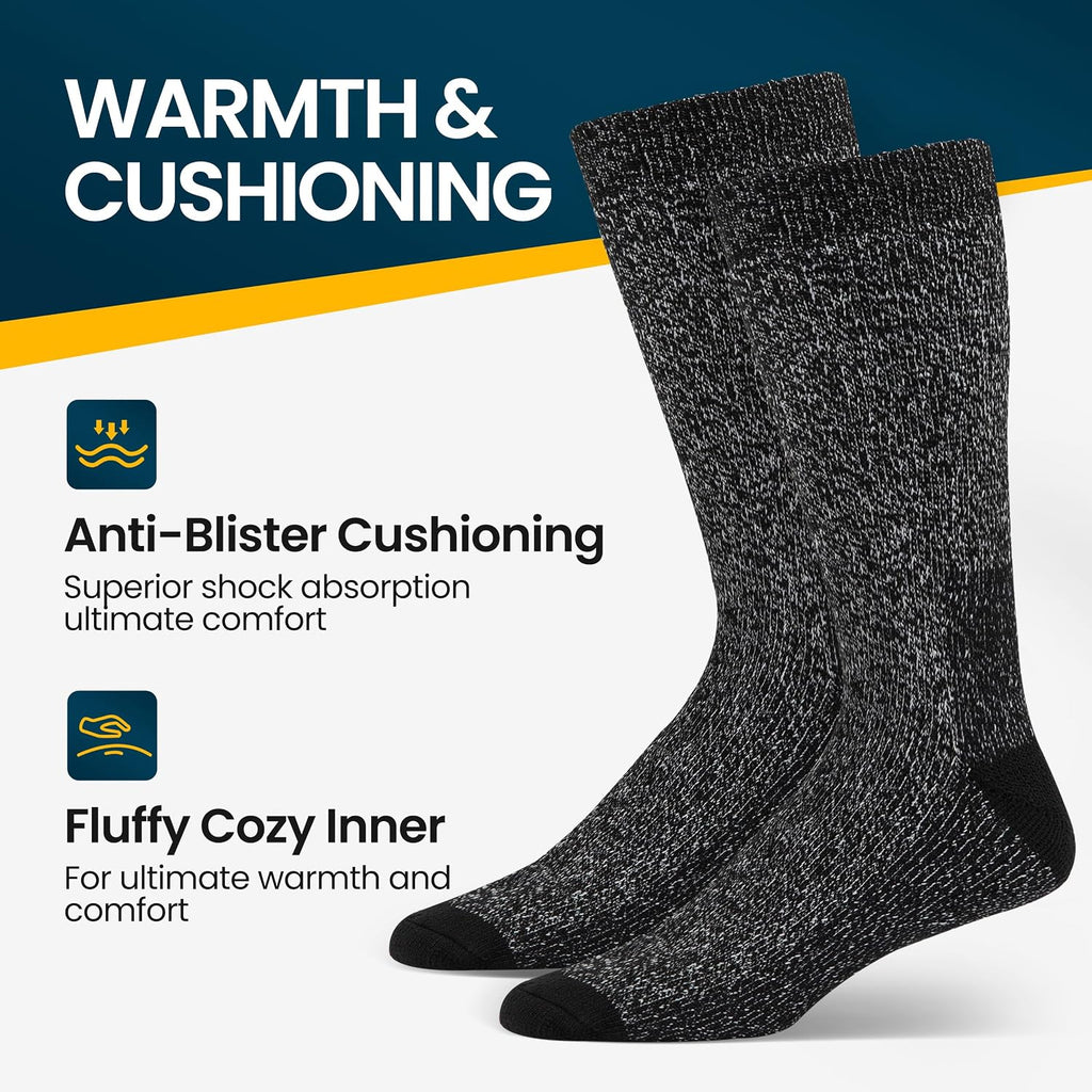 Alvada Mens Merino Wool Crew Socks Thermal and Warm Socks for Winter Work Hiking Running 3 Pairs