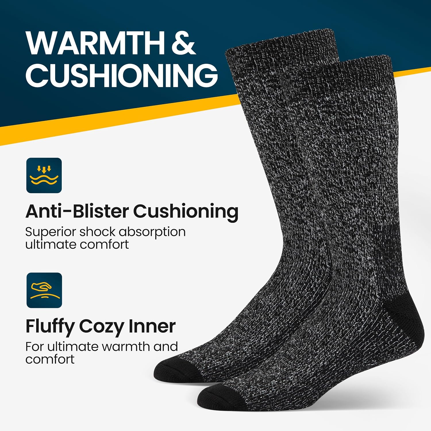 Alvada Mens Merino Wool Crew Socks Thermal and Warm Socks for Winter Work Hiking Running 3 Pairs