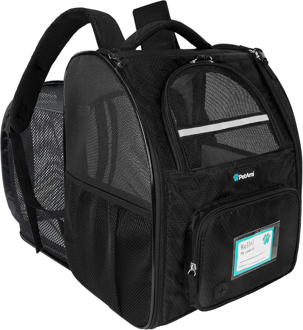 PetAmi Expandable Dog Cat Backpack Carrier, Airline Approved, Black
