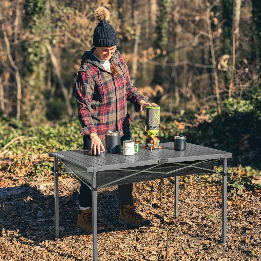 OUTSIDER Portable Aluminum Roll-Up Camping Table
