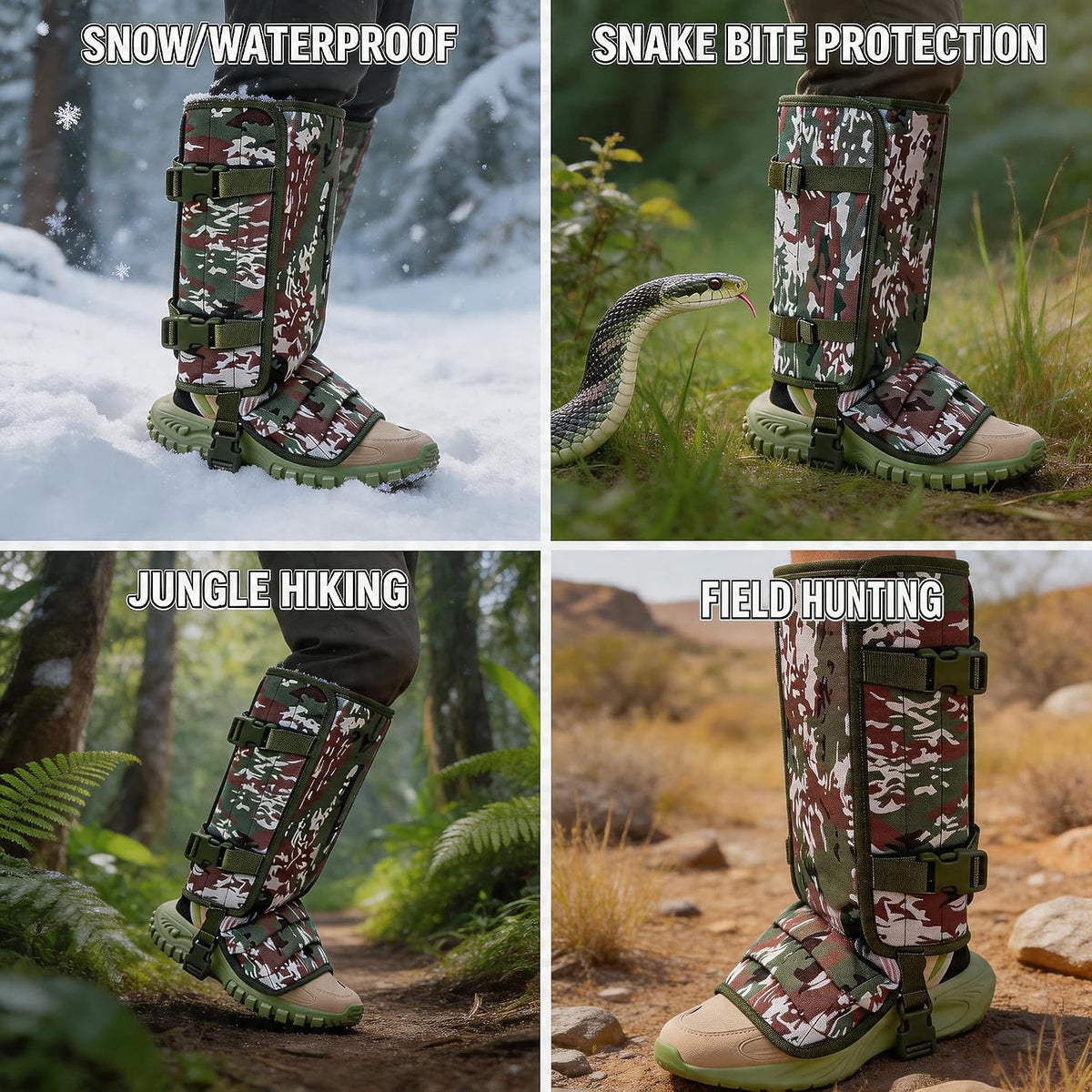 Snake Gaiters for Men Women, Balck Snake Bite Protective Gaiter Chaps Fit for Outdoor Hunting Hiking Farm Working Lawncare