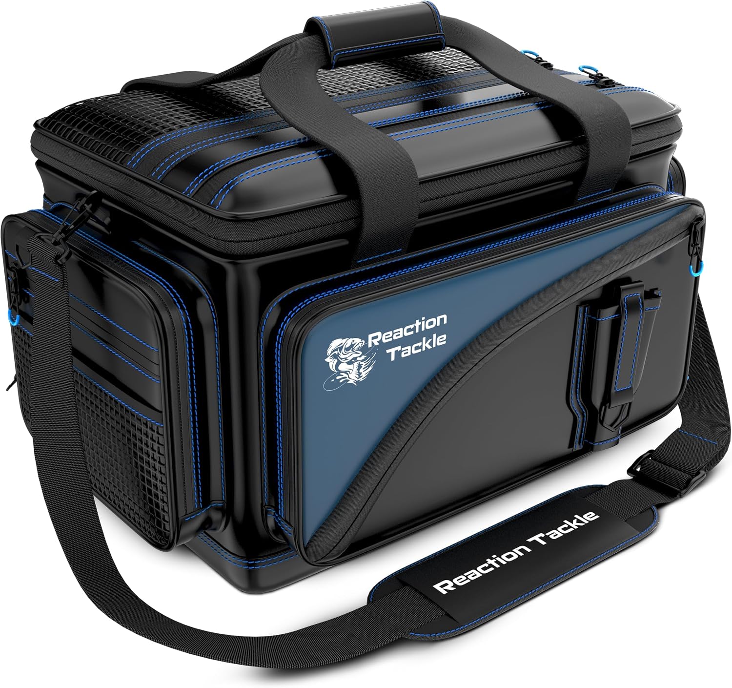 Reaction Tackle Saltwater Fishing Tackle Bags, Water Resistant 1000D PVC Tackle Box Bag with Removable Dividers, Fits 3600 and 3700 Trays, XL