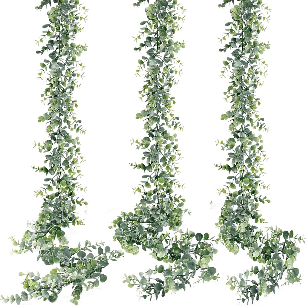 Sggvecsy Artificial Eucalyptus Garland 8 Pack Fake Eucalyptus Greenery Garland Faux Hanging Plants Artificial Vines, 5.6 Feet/Strand for Wedding Backdrop Arch Wall Table Party Outdoor Festival Decor