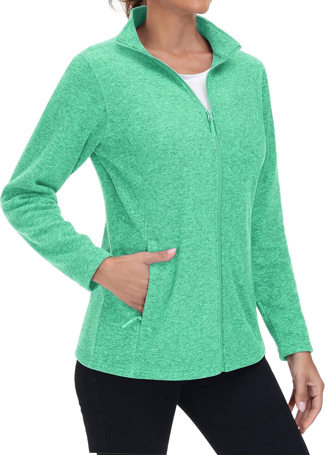 MAGCOMSEN Womens Fleece Zip Up Jacket with Pockets Lightweight Soft Coat
