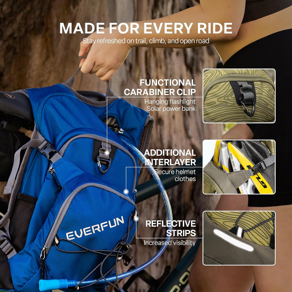 Everfun Hydration Backpack 18L with Water Bladder 2L/3L Hiking Water Backpack Women Men Hydration Pack Insulated Lightweight Day Hydropack with Storage for Hiking, Biking, Running, Festival