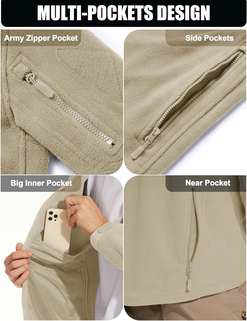 CRYSULLY Men's Military Tactical Sport Warm Fleece Hooded Outdoor Adventure Jacket Coats