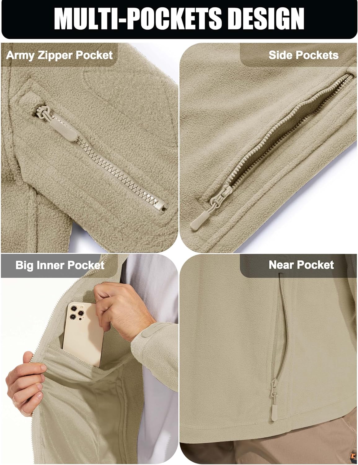 CRYSULLY Men's Military Tactical Sport Warm Fleece Hooded Outdoor Adventure Jacket Coats