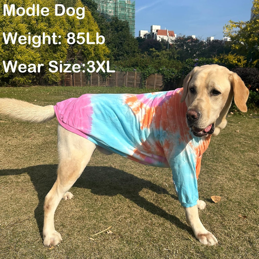 Dog Cotton Colorful Pink Orange T-Shirts Soft and Stretchy Dog Shirt Pajamas Pets Clothes for Extra Large Dogs(3XL PinkOrange)