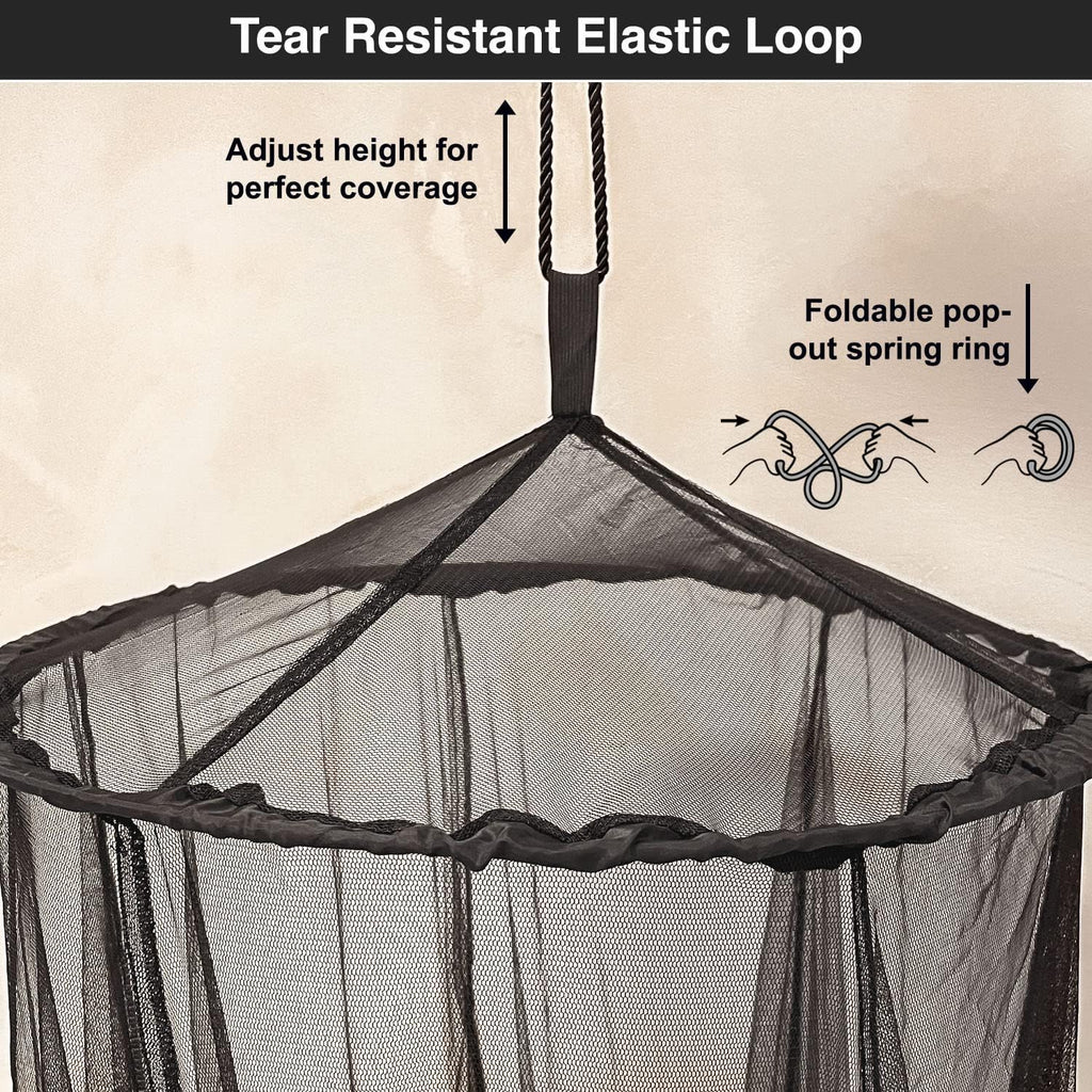 Black Mosquito Net for Queen & King-Size Beds - Fully Enclosed Bed Canopy