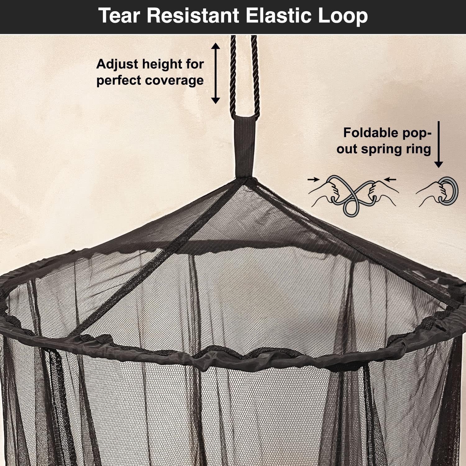 Black Mosquito Net for Queen & King-Size Beds - Fully Enclosed Bed Canopy