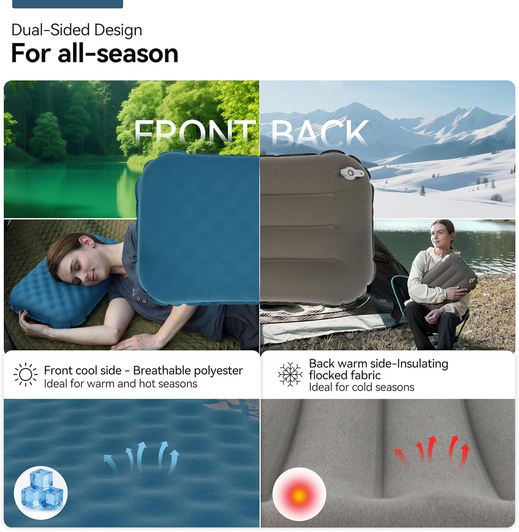 MARCHWAY Inflatable Camping Pillow with Soft Foam Top, Lightweight, Compact