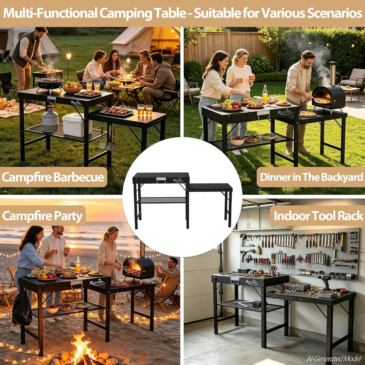 Grill Table - 61" L×31" H×20" W Heavy Duty Pizza Oven Stand