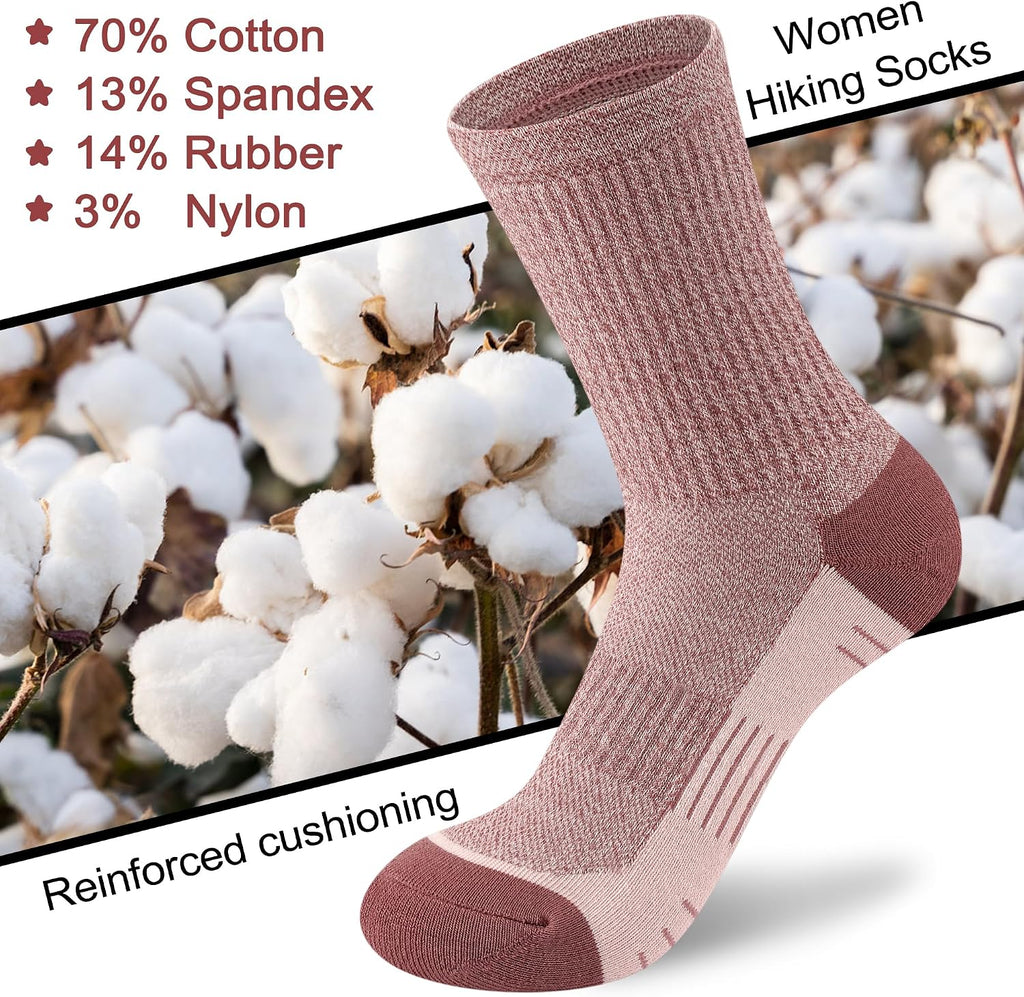 cuangya Women Crew Socks Athletic Cushioned Running Hiking 3-5 Pairs