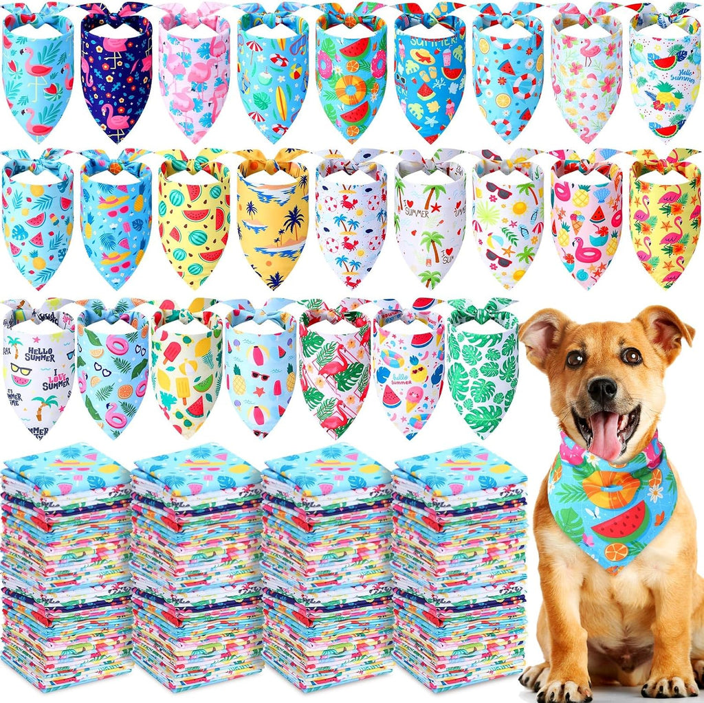 Sweetude 200 Pcs Fall Dog Bandanas Bulk Triangle Scarves, Pumpkin