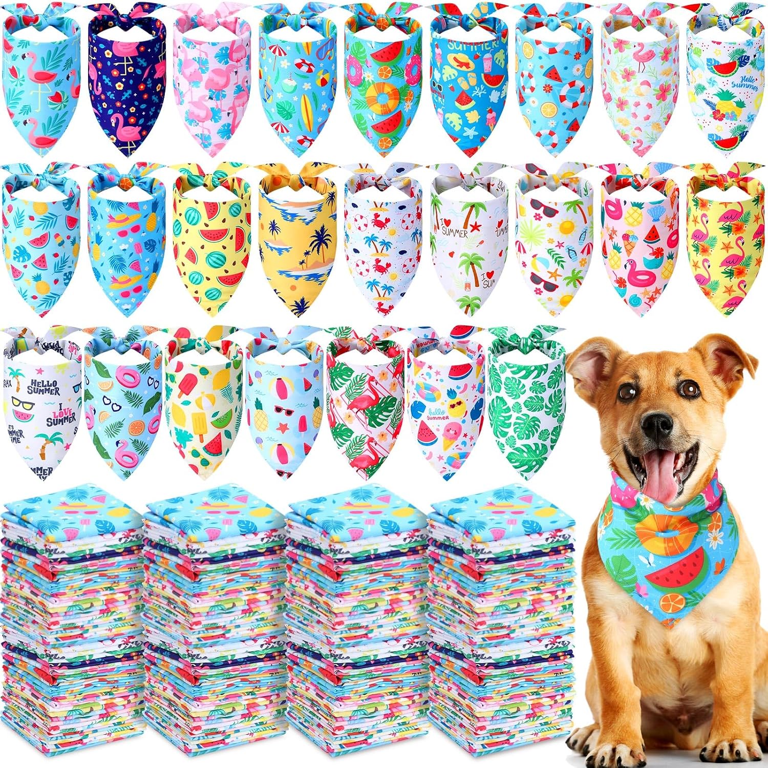 Sweetude 200 Pcs Fall Dog Bandanas Bulk Triangle Scarves, Pumpkin