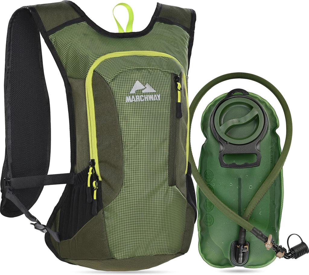 MARCHWAY Lightweight Hydration Backpack with Vest Style Straps & 2.5L TPU Water Bladder, Versatile Sleek Multi-Pocket Pack for Hiking, Cycling, Running, Backpacking, Travel