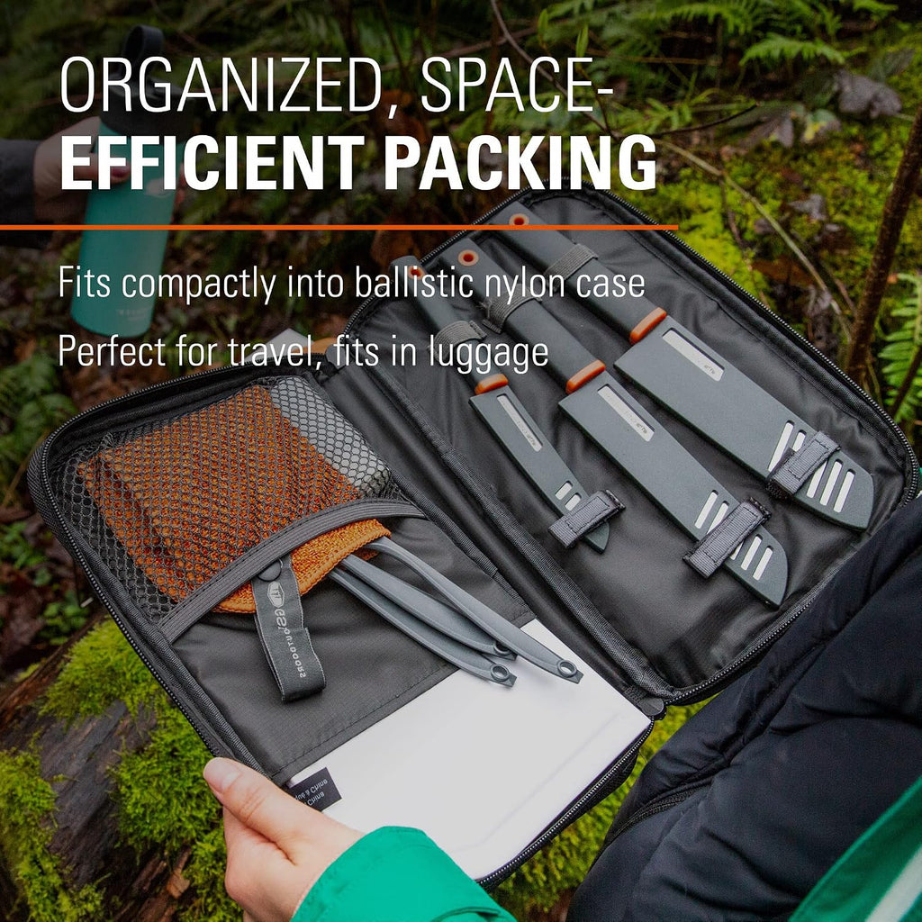 GSI Outdoors Santoku Knife Set, 6 pc Camp Chef Kit with Cutting Board