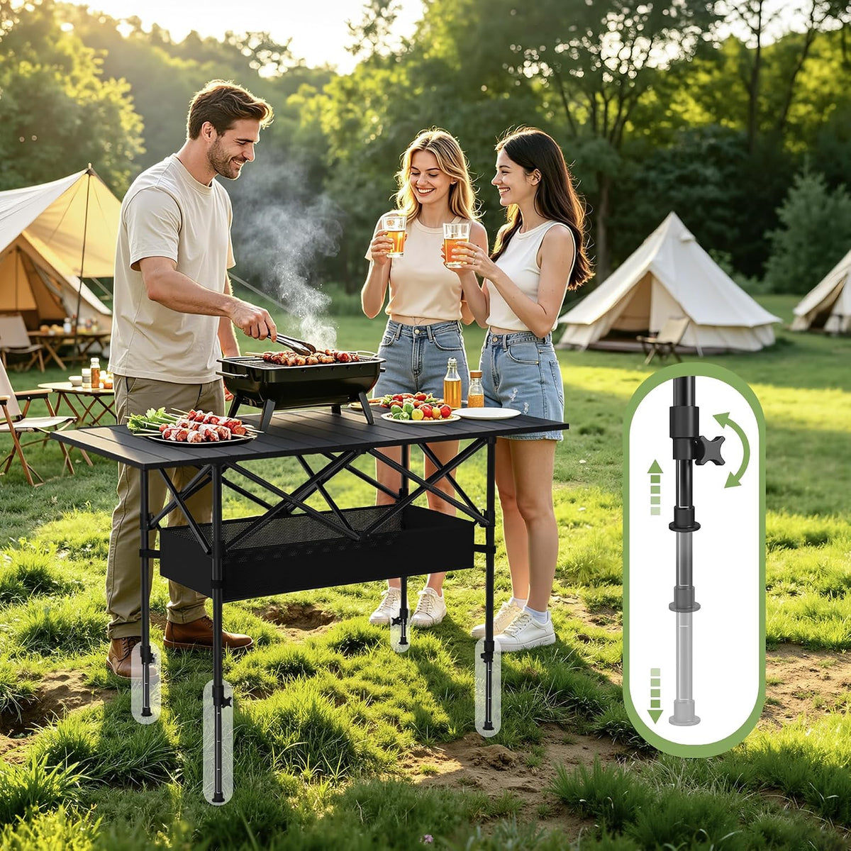 TrippleChain 4FT Folding Roll up Camping Table