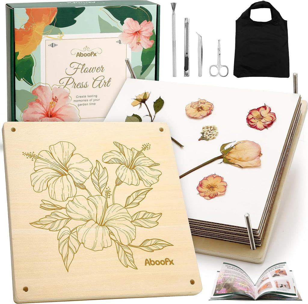 Aboofx Wooden Flower Pressing Kit, 11x11 Inch 10 Layers for Pressed Flowers