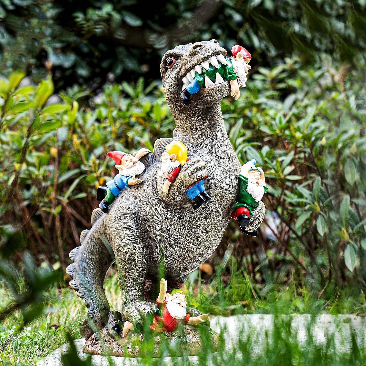 SOWSUN 14" Garden Gnomes Statue Dinosaur Outdoor Decor Gifts for Women