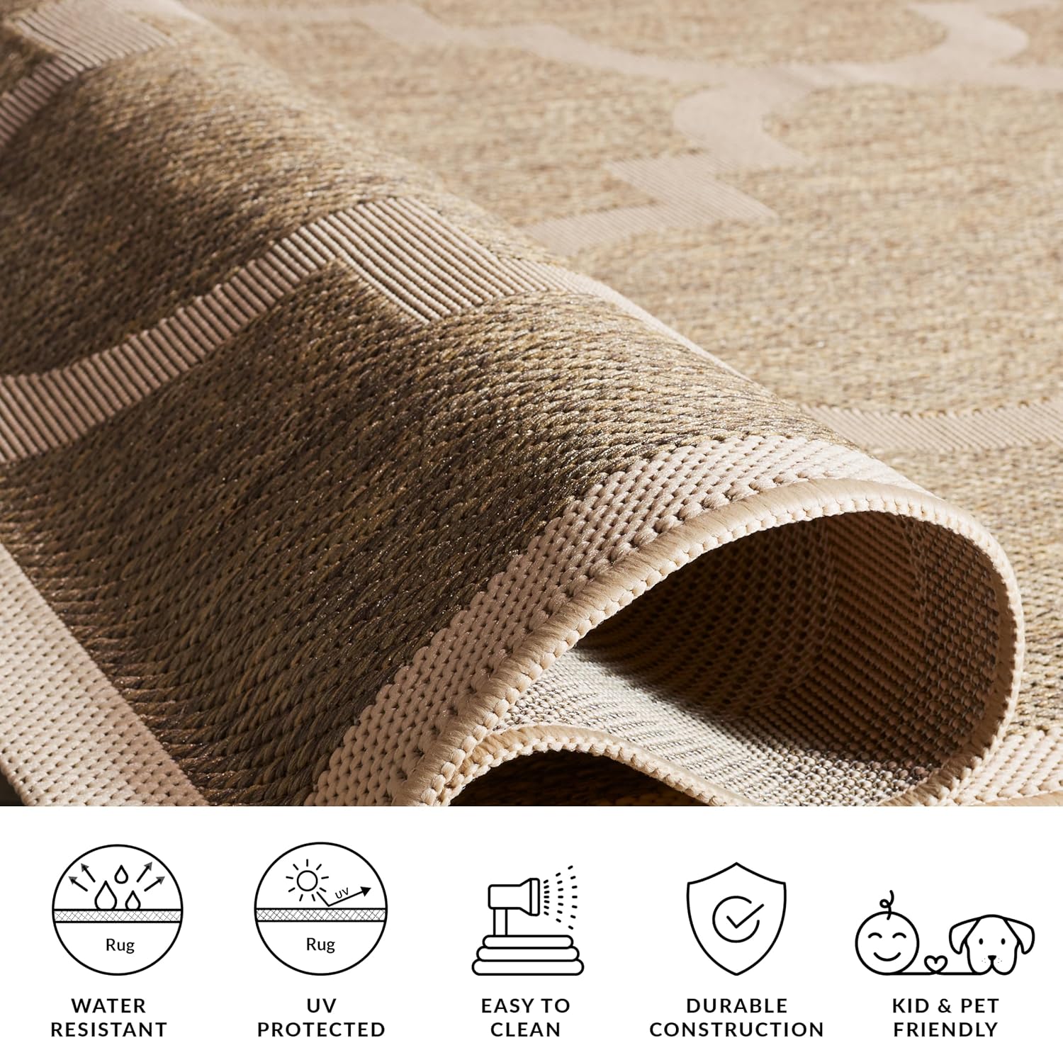 SAFAVIEH Washable Rug Outdoor Courtyard Collection - 2' x 3'7", Brown, Non-Shedding & Easy Cleaning, Ideal for Patio, Front Door, Entryway, Doormat (CY6243-242)