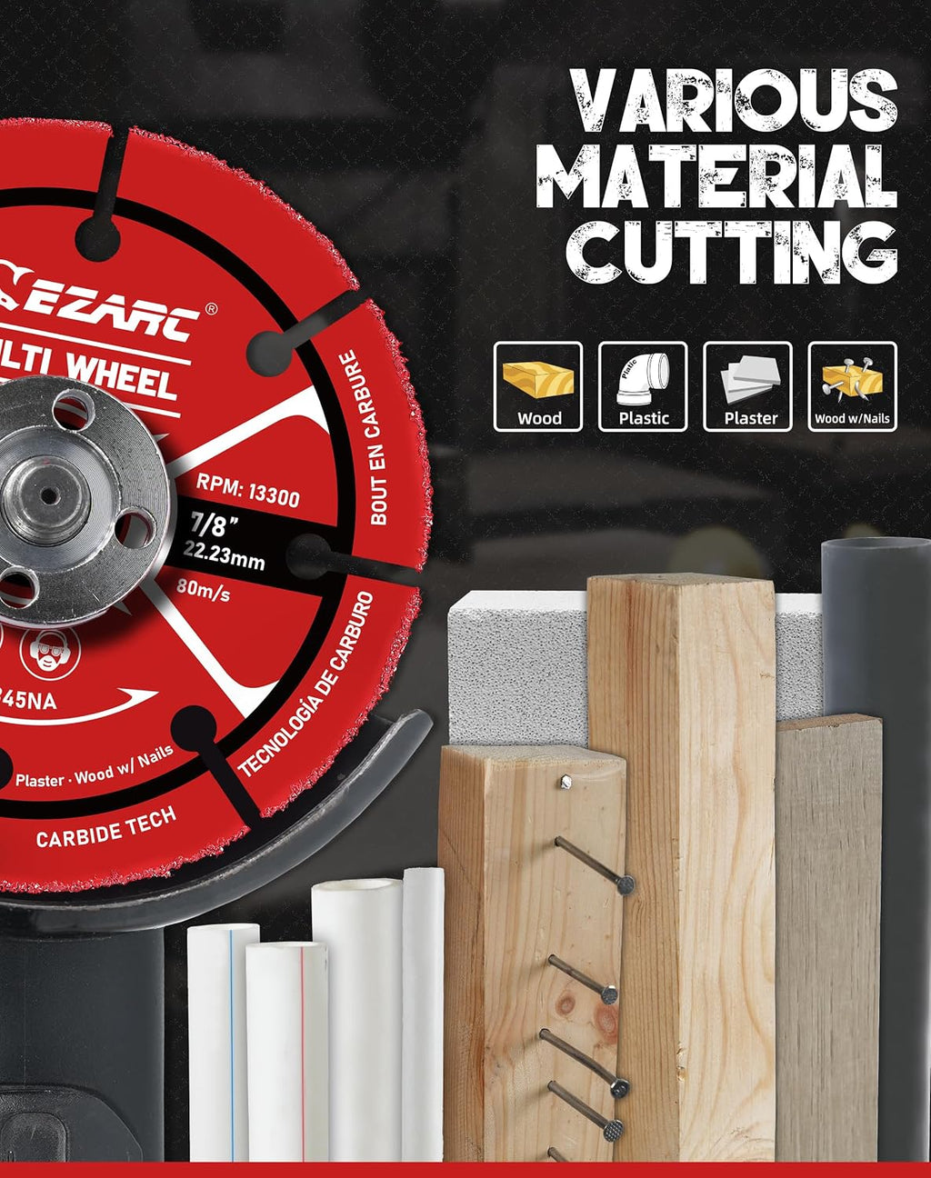 EZARC 4-1/2 Inch Carbide Cut Off Wheels for Wood, Nails, Plaster, 2-Pack