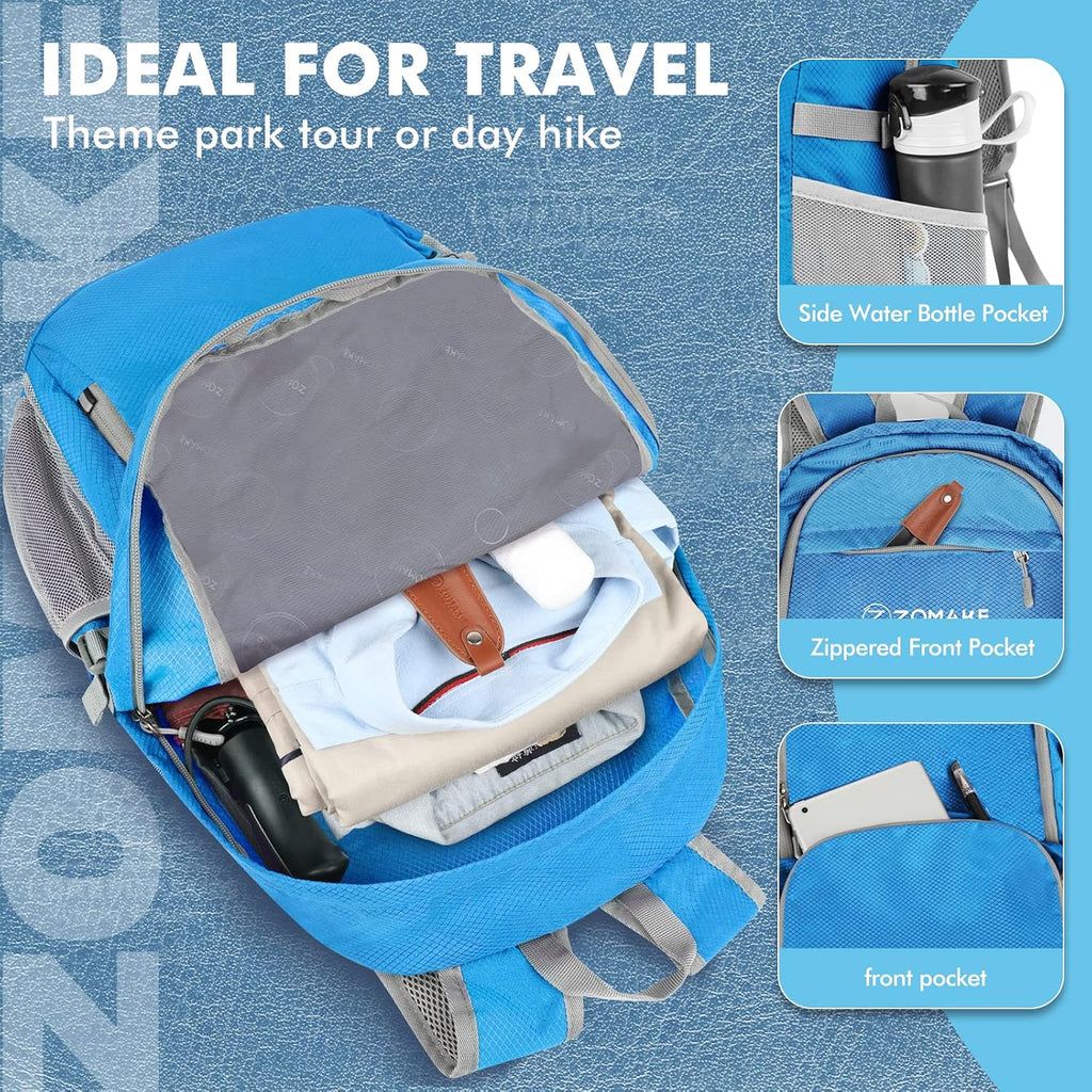 ZOMAKE Lightweight Packable Backpack 30L, Foldable Travel Hiking Daypack
