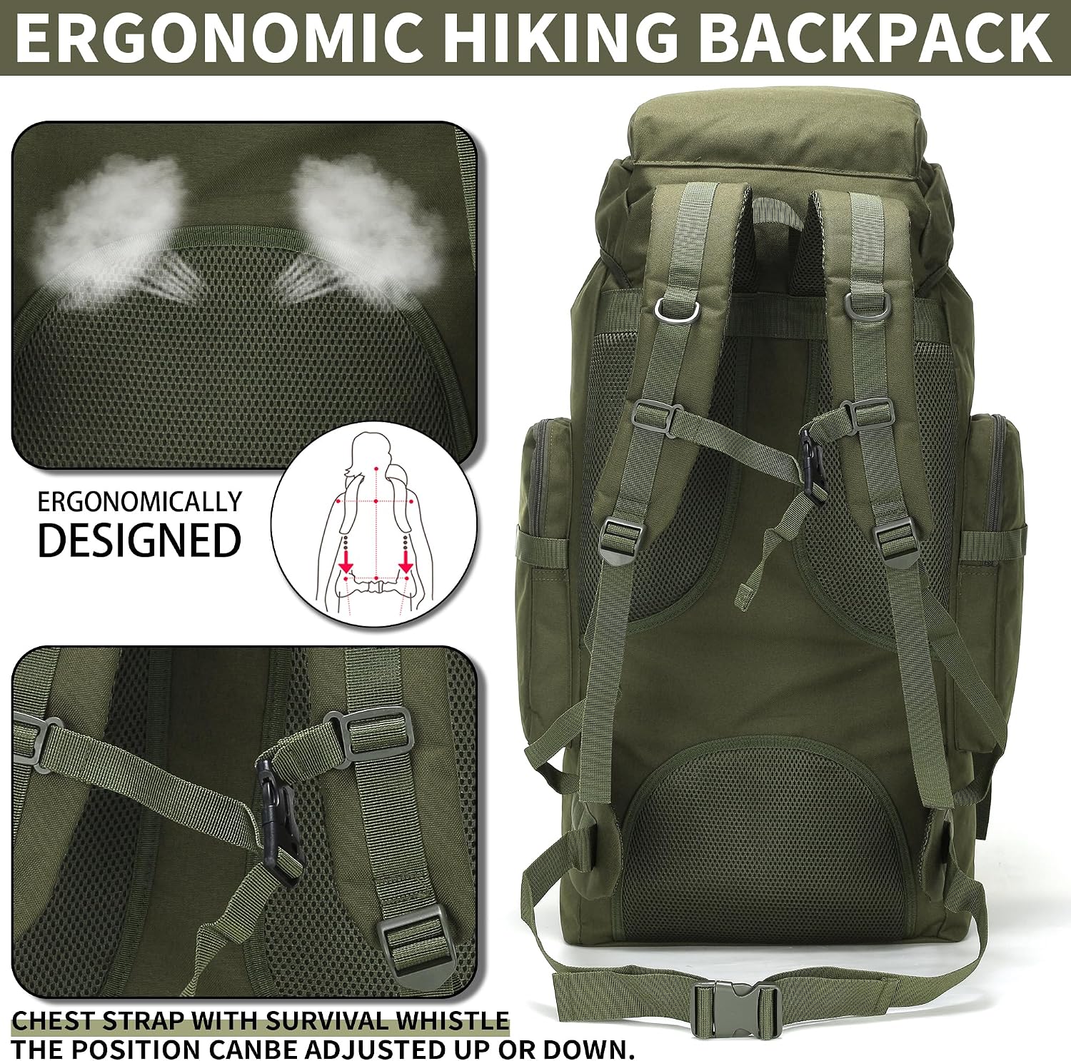 Hiking Backpack for Men 70L/100L Camping Backpack Military Rucksack Molle 3 Days Assault Pack for Climbing