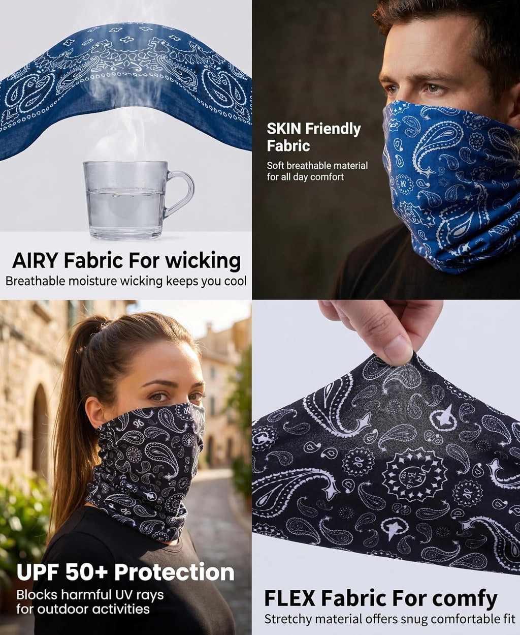 9 PCS Summer UV Protection Multi-functional Headband Neck Gaiter Head Wrap
