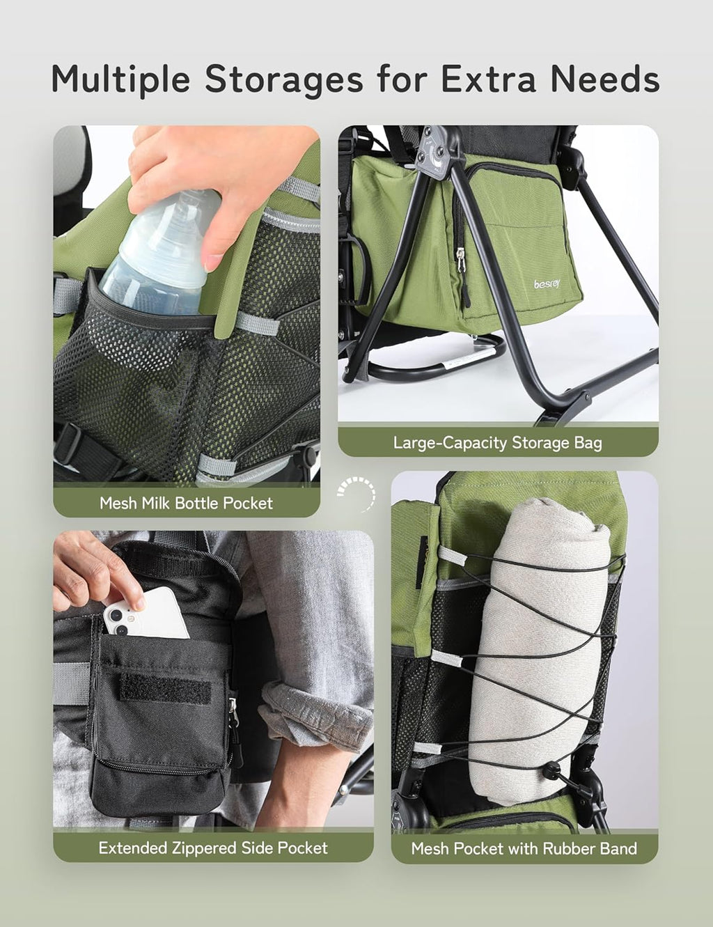 besrey Toddler Hiking Backpack Carrier-Adjustable Padded Shoulder Straps | Baby Backpack Carrier with Large Storage Space, Sunshade and Raincover, Safety 3-Height Seat, Comfortable and Lightweight