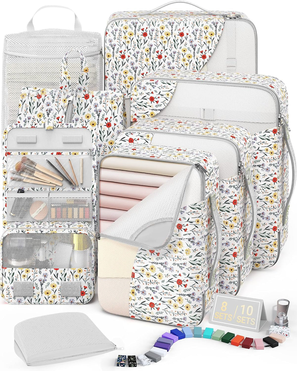 OlarHike 8 Set Packing Cubes for Travel,Gifts for Women Mom,Anti-Tearing Suitcase Organizer,with Over 1000 pcs Mesh Holes,Vacation Essentials & Accessories for Cruise Ship