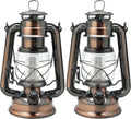 YAKii LED Vintage Lantern Metal Hanging Hurricane 12 LED Dimmer Switch Cold White Battery Operated Power Outage Indoor Camping Lighting Outdoor Brooklyn (Copper 2 Pack)