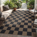 Lahome Checkered Easy Jute Living Room Rugs, 5x7 Outdoor Patio Rug Washable