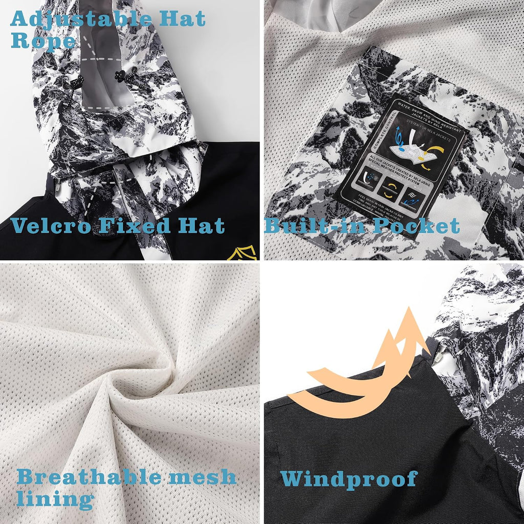 GIISAM Rain Jacket for Men, Mens Waterproof Raincoat Lightweight Rain Jackets Outdoor Rain Coat Windbreaker with Hood