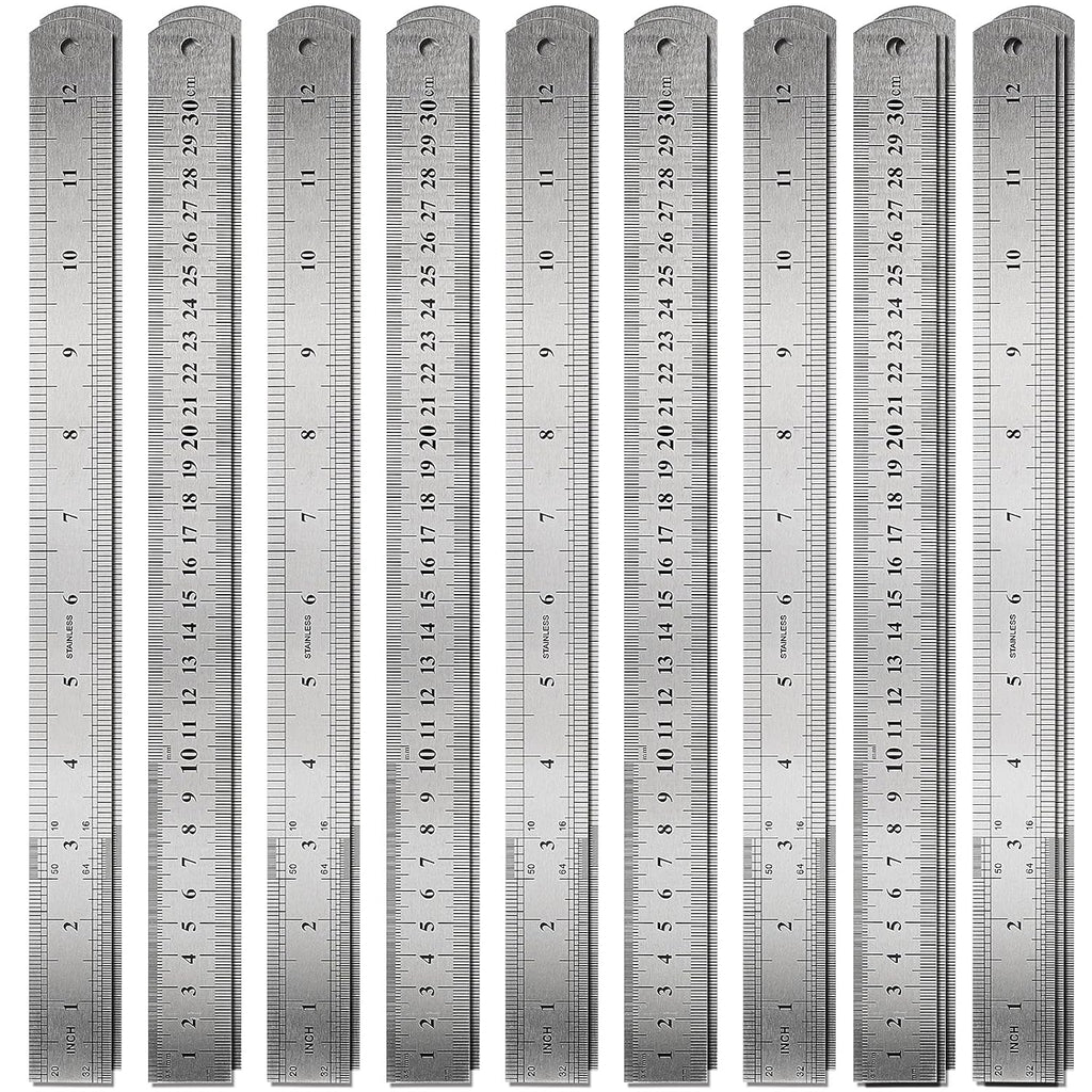 30 Pack 12 Inches Stainless Steel Rulers, Straight Edge Laser Engraved