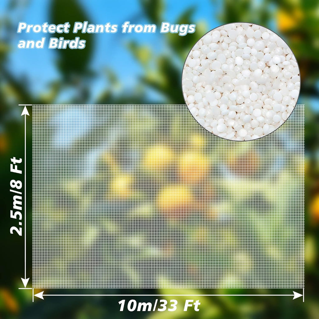 Garden Netting,8x33Ft Mosquito Insect Birds Animals Barrier Protection Net Ultra Fine Garden Mesh Netting Plant Covers for Vegetable Plants Fruits Flowers Trees Greenhouse Row Cover