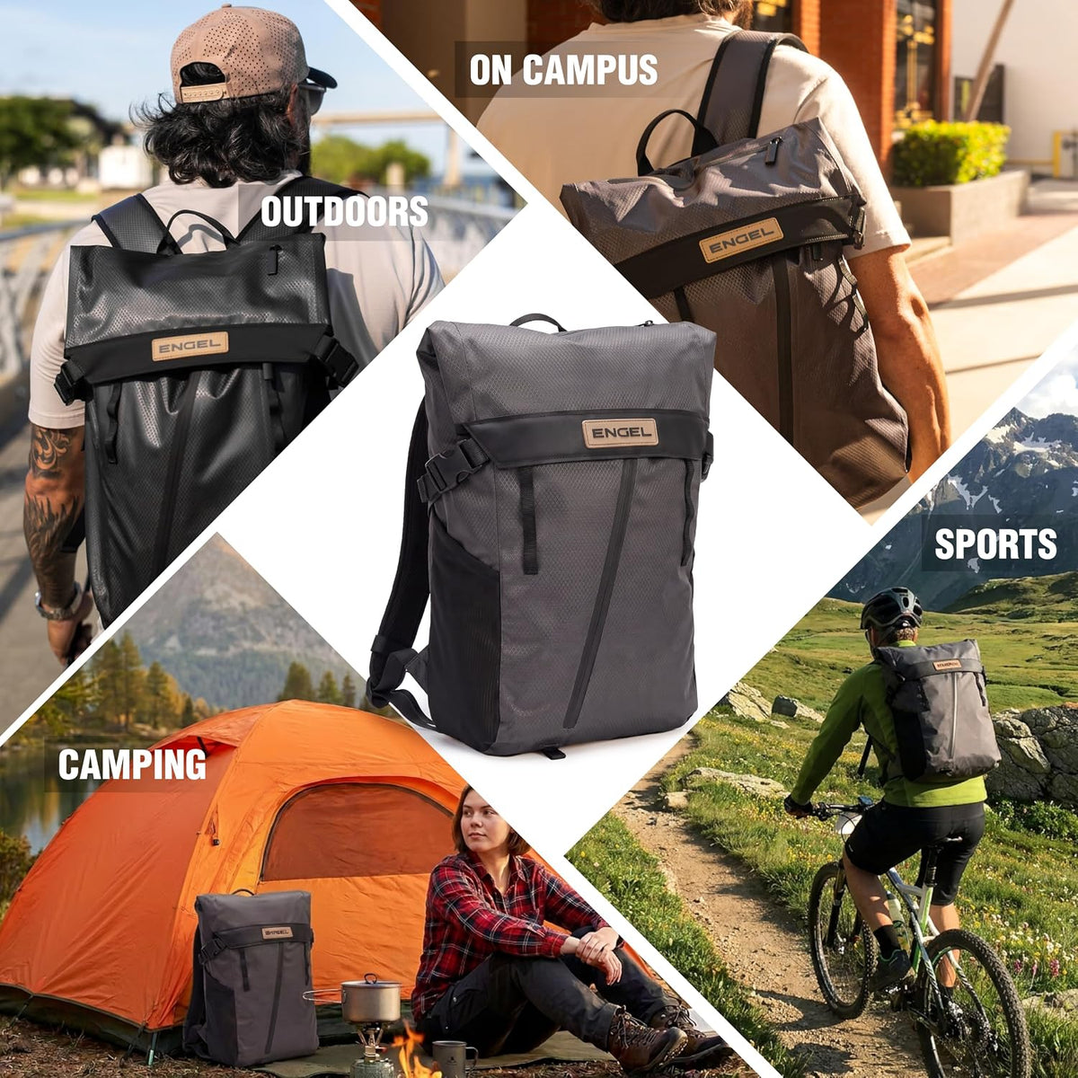 ENGEL GoBag 20 Quart Lightweight, Easy Access Dry Bag Backpack in Charcoal