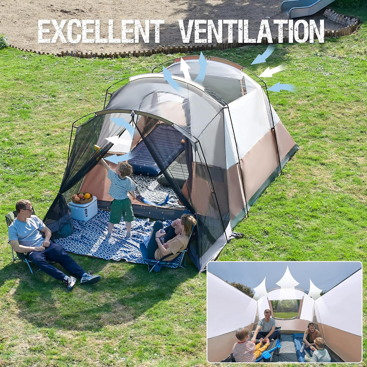 PORTAL 6/8/10 Person Family Camping Tent with Screen Room