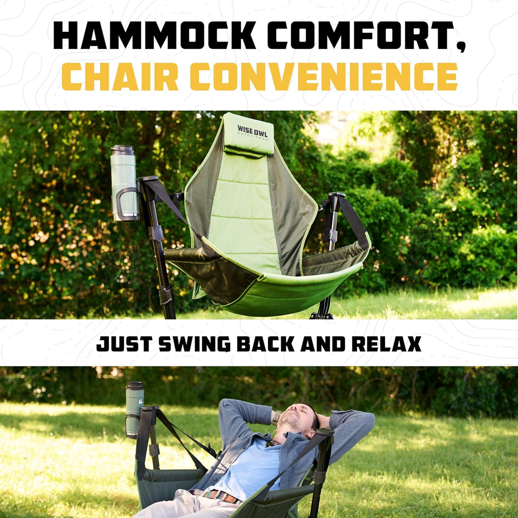 Wise Owl Outfitters Hammock Chair for Adults – Comfortable Portable Folding Rocking Camping Chair with Carry Bag – Great for Lawn, Campsite & Outdoors
