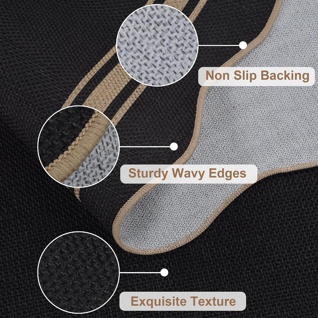 Scalloped Easy Jute 3x5 Outdoor Rug Entryway Rug for Porch Front Door