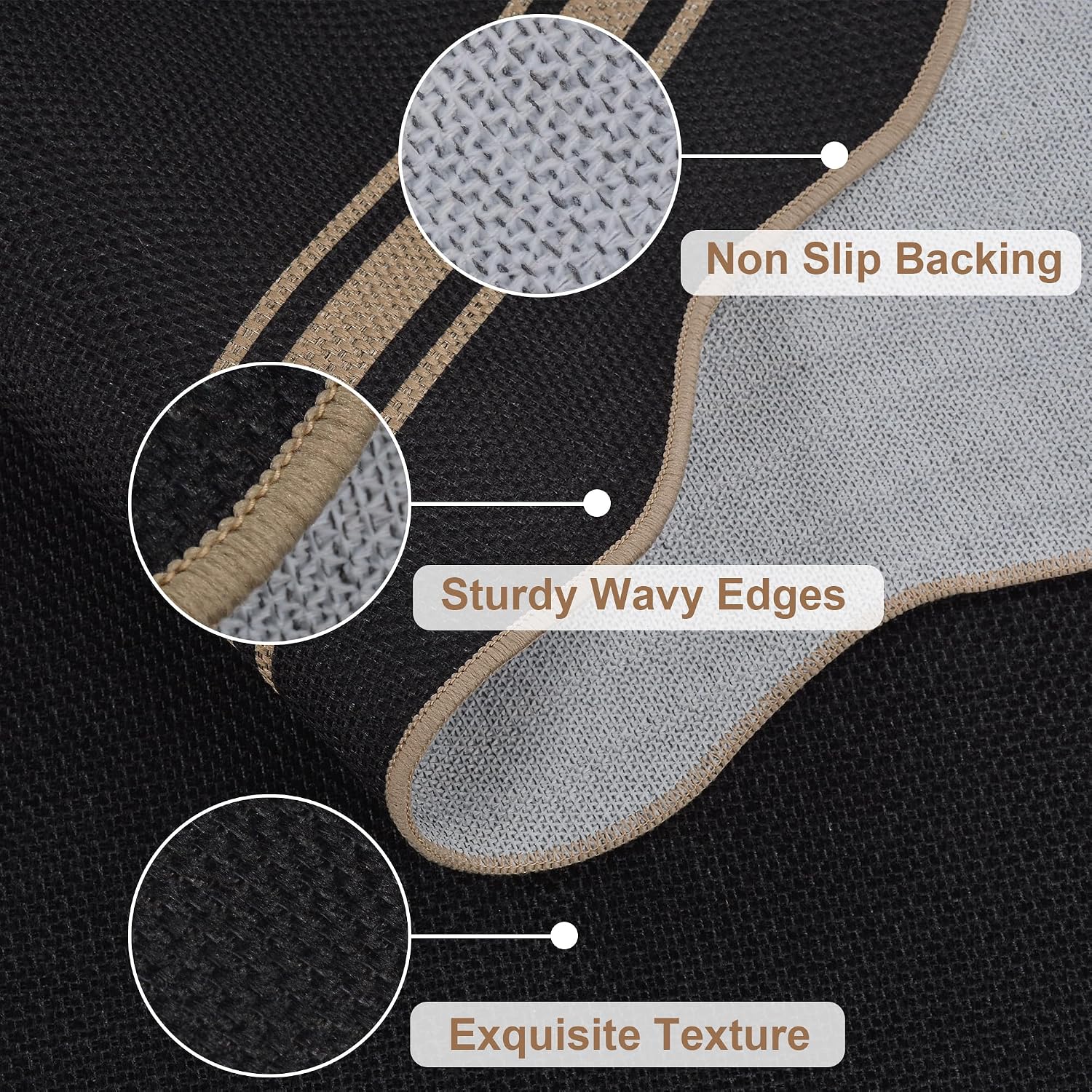 Scalloped Easy Jute 3x5 Outdoor Rug Entryway Rug for Porch Front Door