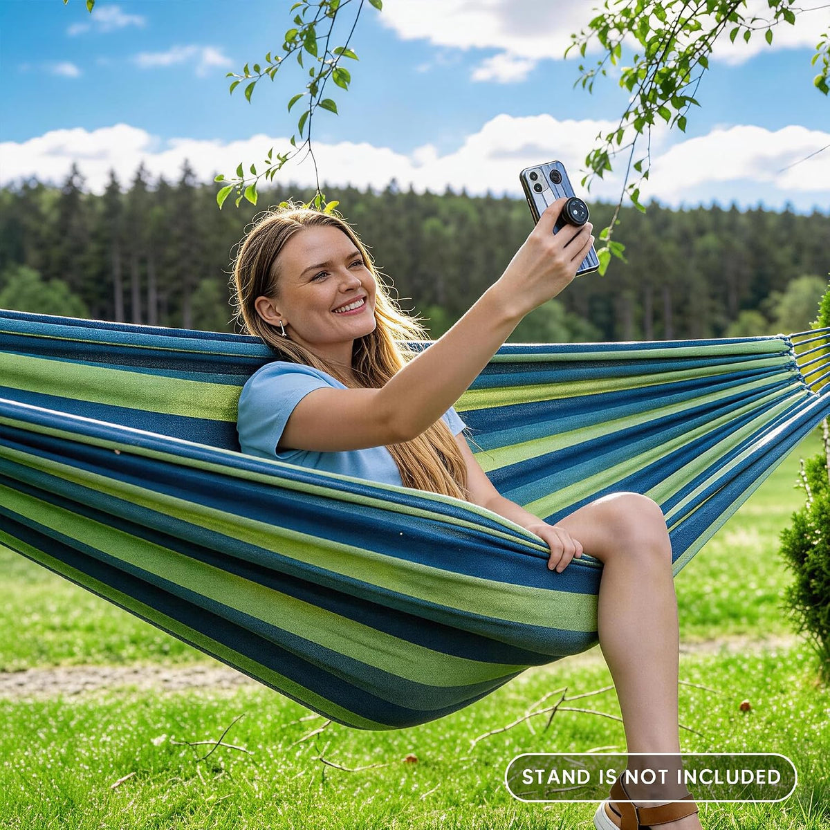 SUNCREAT Double Hammocks 2 Person for Outside, Blue Stripe