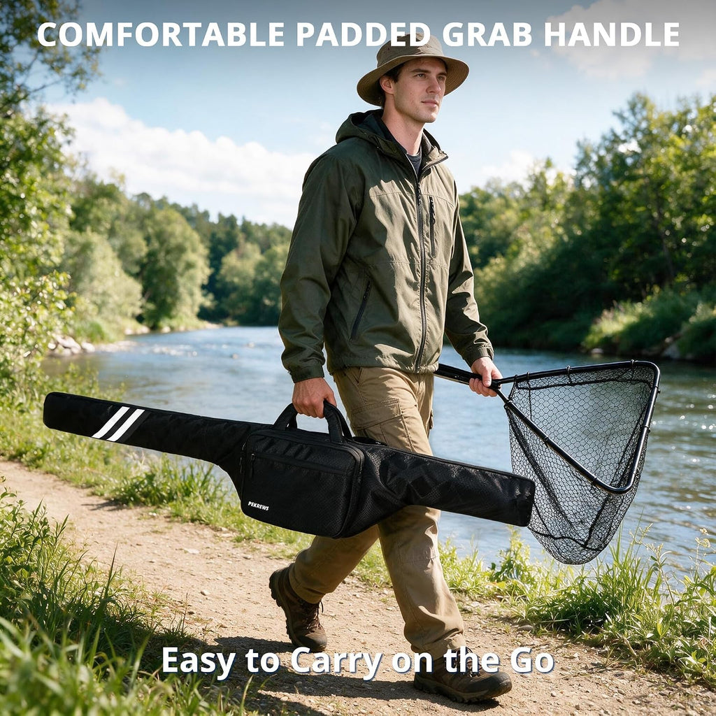 PEKREWS Fishing Rod Case, 53.5inch Fishing Pole Bag with Tackle Pockets