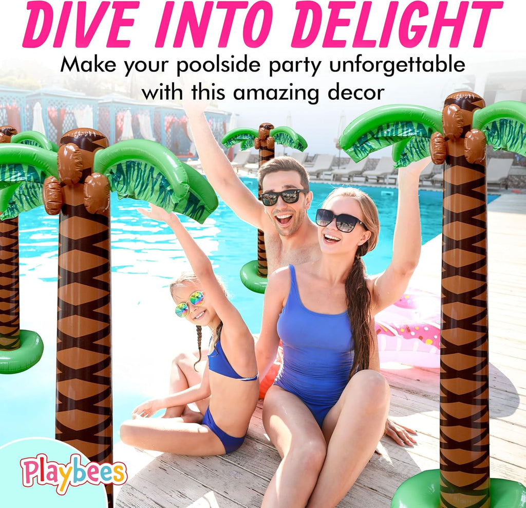 Giant Inflatable Palm Trees, 6 Foot, Hawaiian Tropical Beach Decor, 4 Pack