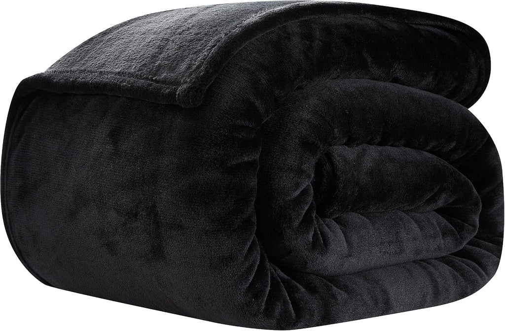 COOVA Oversized King Fleece Blanket 120x120 inches, Soft Cozy Warm Giant Extra Large 10'x10' Blanket for Bed, Sofa, Couch,Travel, Camping, California Huge Flannel Big Throw Blanket, Black